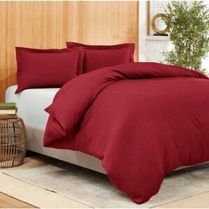 Bamboo Duvet Cover, Queen Size Burgundy